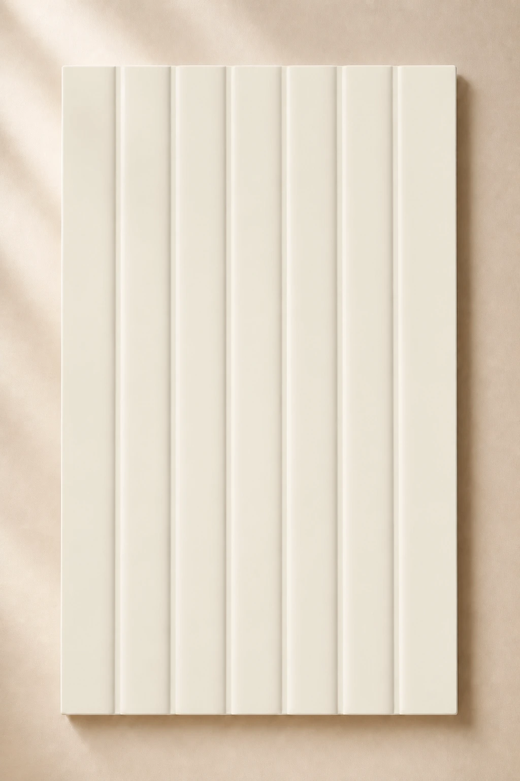 Fluted Slab cabinet door in White Dove