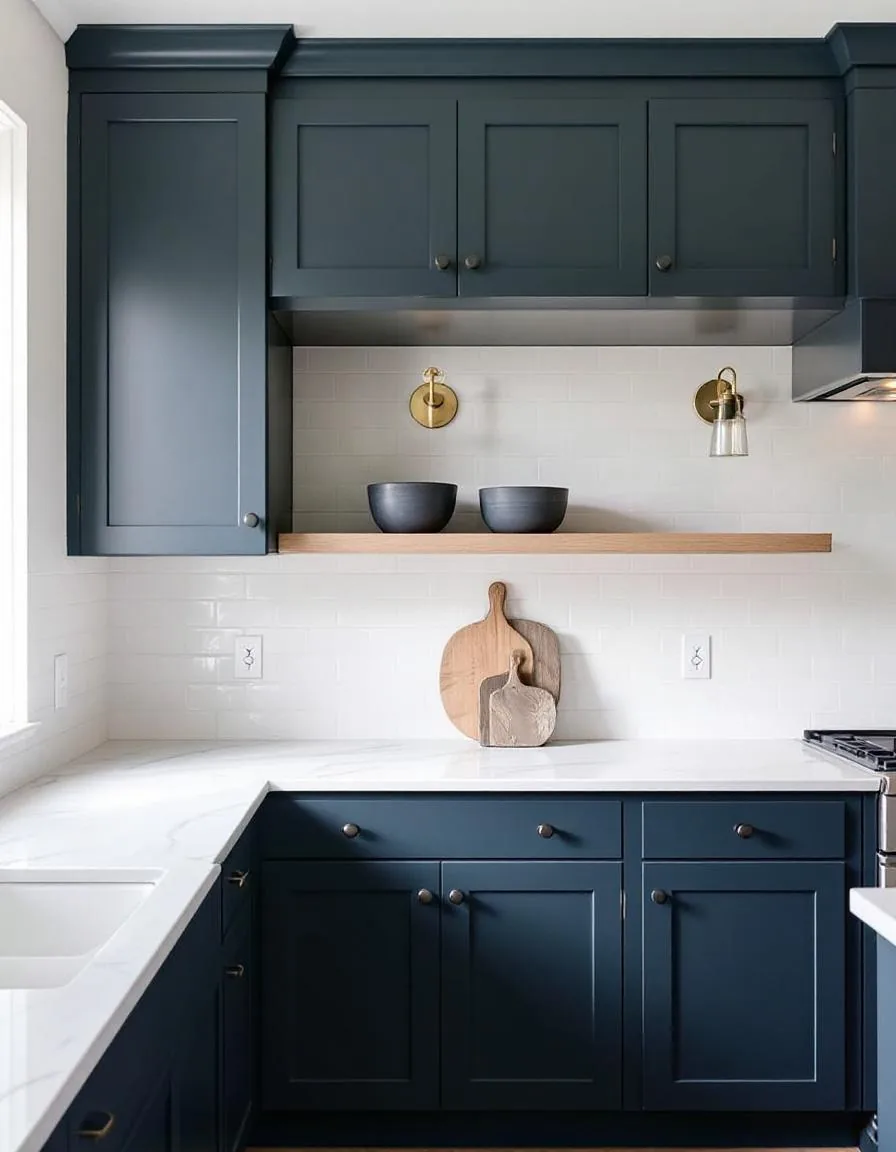 Hale Navy shaker kitchen with matte black hardware in Cypress Lake