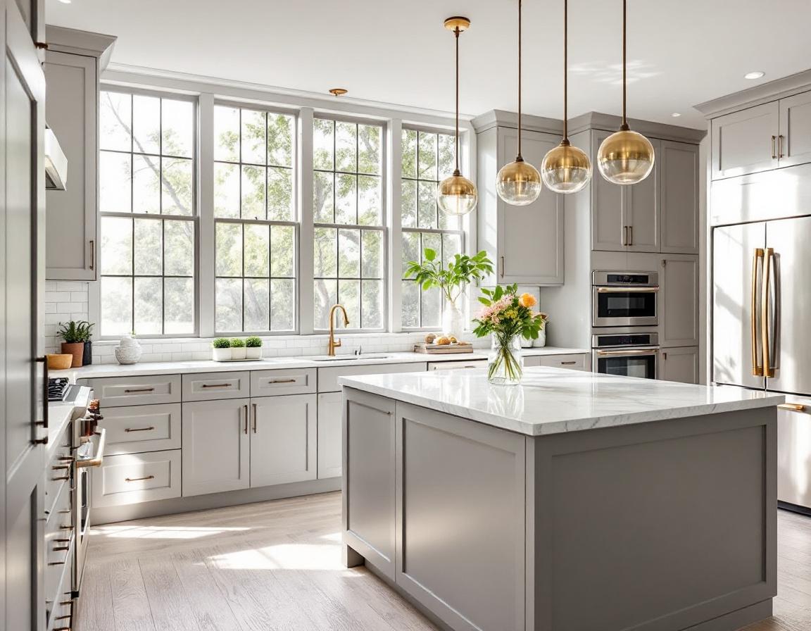 Classic Gray shaker kitchen with oil-rubbed bronze hardware in Memorial Park