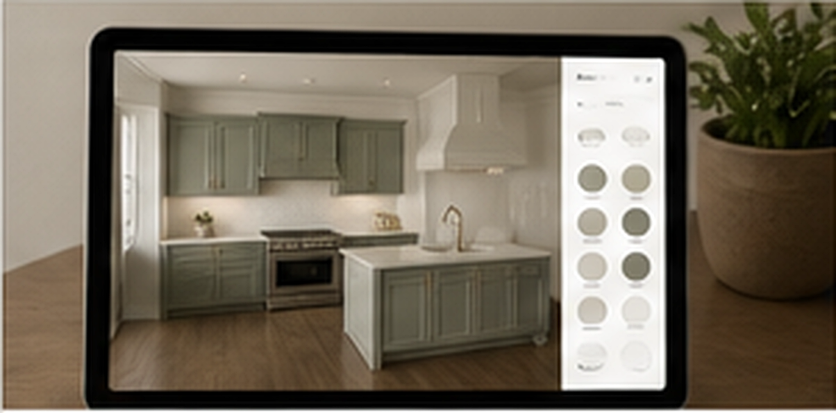 Kitchen color visualizer on a tablet